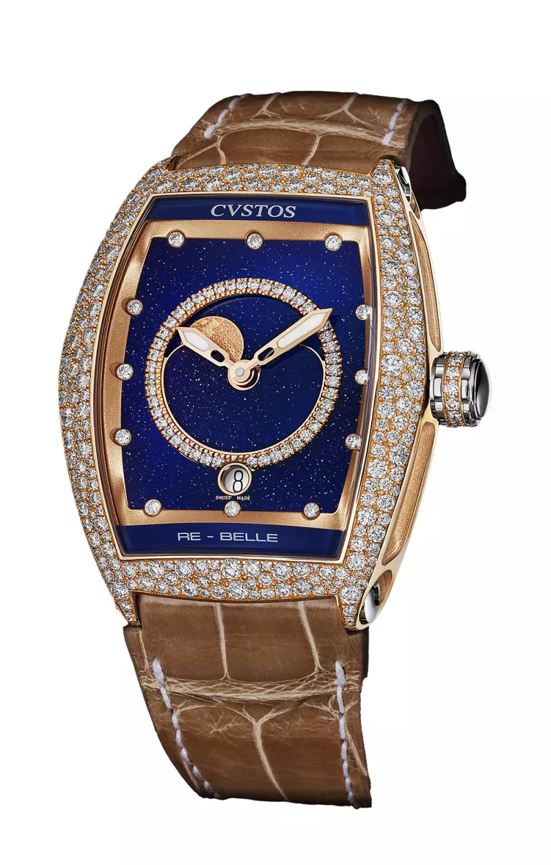 Cvstos the Time Keeper - Re-Belle Moon 5N Red Gold / Diamond Snow Setting Blue Aventurine