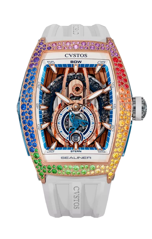 Cvstos the Time Keeper - Sealiner PS Bicolor 5N Red Gold / Rainbow Snow Setting